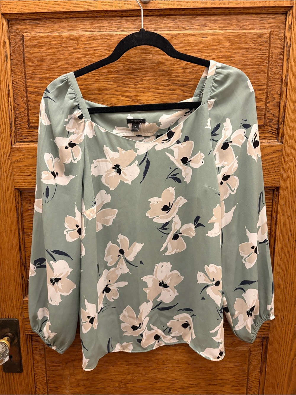 Ann Taylor Factory Sage Green Floral Blouse